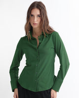 Women's Spie Green Regular Sleeve Shirt Collar Solid Shirt