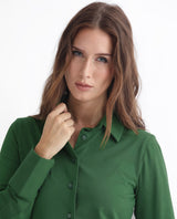 Women's Spie Green Regular Sleeve Shirt Collar Solid Shirt