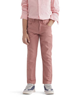 Boys Peach Casual Regular Fit Solid Trouser