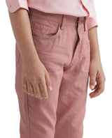 Boys Peach Casual Regular Fit Solid Trouser