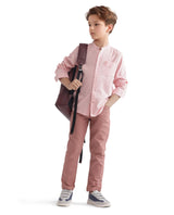 Boys Peach Casual Regular Fit Solid Trouser