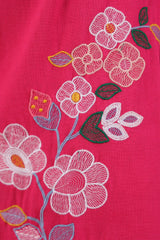 Women's Pink Work Regular Fit Embroidered Full Sleeves Dress