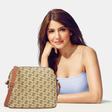 Women's Beige Casual Printed Sling Bag