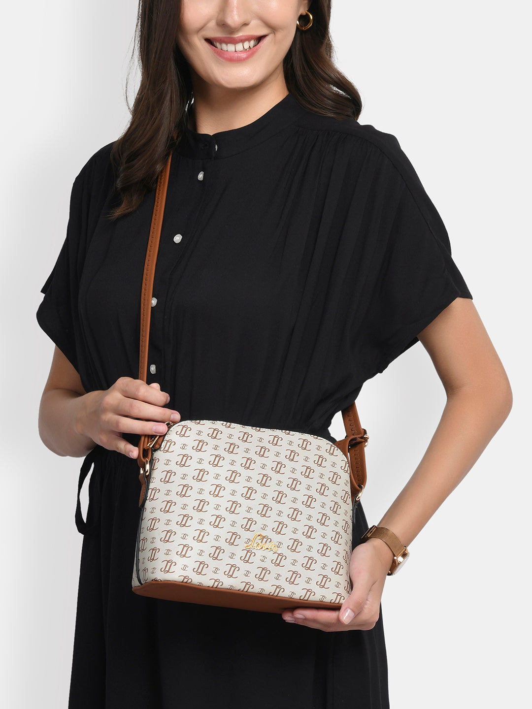 Women's White Casual Printed Sling Bag