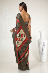 Women's Beige Art Silk Floral Print Saree