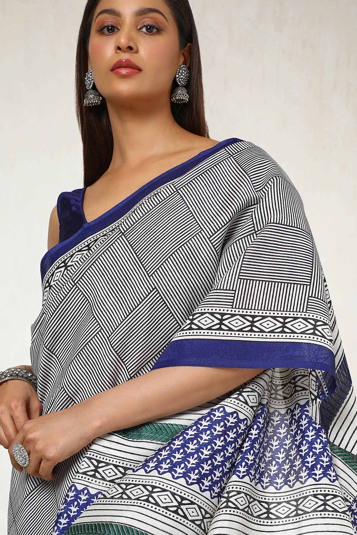 Women's Multicolor Art Silk Geometric Print Saree