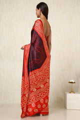 Women's Black Crepe Bandhani Print Saree