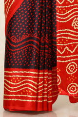 Women's Black Crepe Bandhani Print Saree