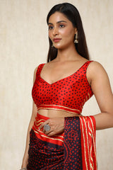 Women's Black Crepe Bandhani Print Saree