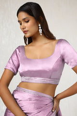 Women's Blush Pink Satin Saree With Stone Work
