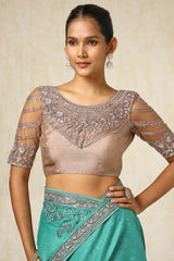 Women's Light Teal Chiffon Embroidered Saree With Sequins