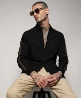 Men's Jet Black Side Striped Shirt