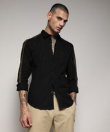 Men's Jet Black Side Striped Shirt