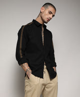 Men's Jet Black Side Striped Shirt