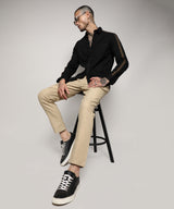 Men's Jet Black Side Striped Shirt