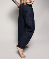 Men's Navy Blue Baggy Cargo Denim Jeans