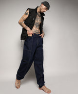 Men's Navy Blue Baggy Cargo Denim Jeans
