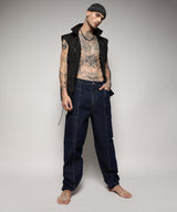 Men's Navy Blue Baggy Cargo Denim Jeans