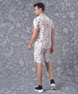 Men's White Mosaic Printed Co-Ord Set
