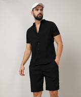 Men's Black Casual Half Sleeve Co-ords Set