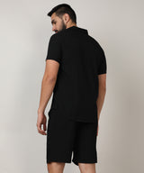 Men's Black Casual Half Sleeve Co-ords Set