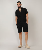 Men's Black Casual Half Sleeve Co-ords Set