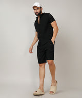 Men's Black Casual Half Sleeve Co-ords Set