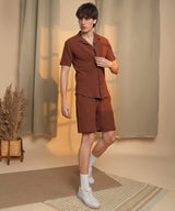 Men's Brown Casual Half Sleeve Co-ords Set