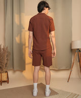 Men's Brown Casual Half Sleeve Co-ords Set