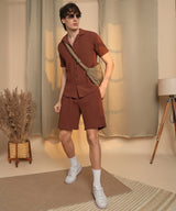 Men's Brown Casual Half Sleeve Co-ords Set