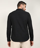 Men's Midnight Black Embossed Micro Check Shirt