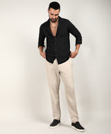 Men's Midnight Black Embossed Micro Check Shirt