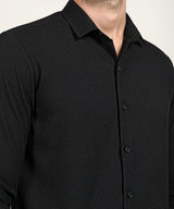 Men's Midnight Black Embossed Micro Check Shirt