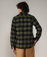 Men's Midnight Black and Sage Green Brushed Buffalo Check Shirt