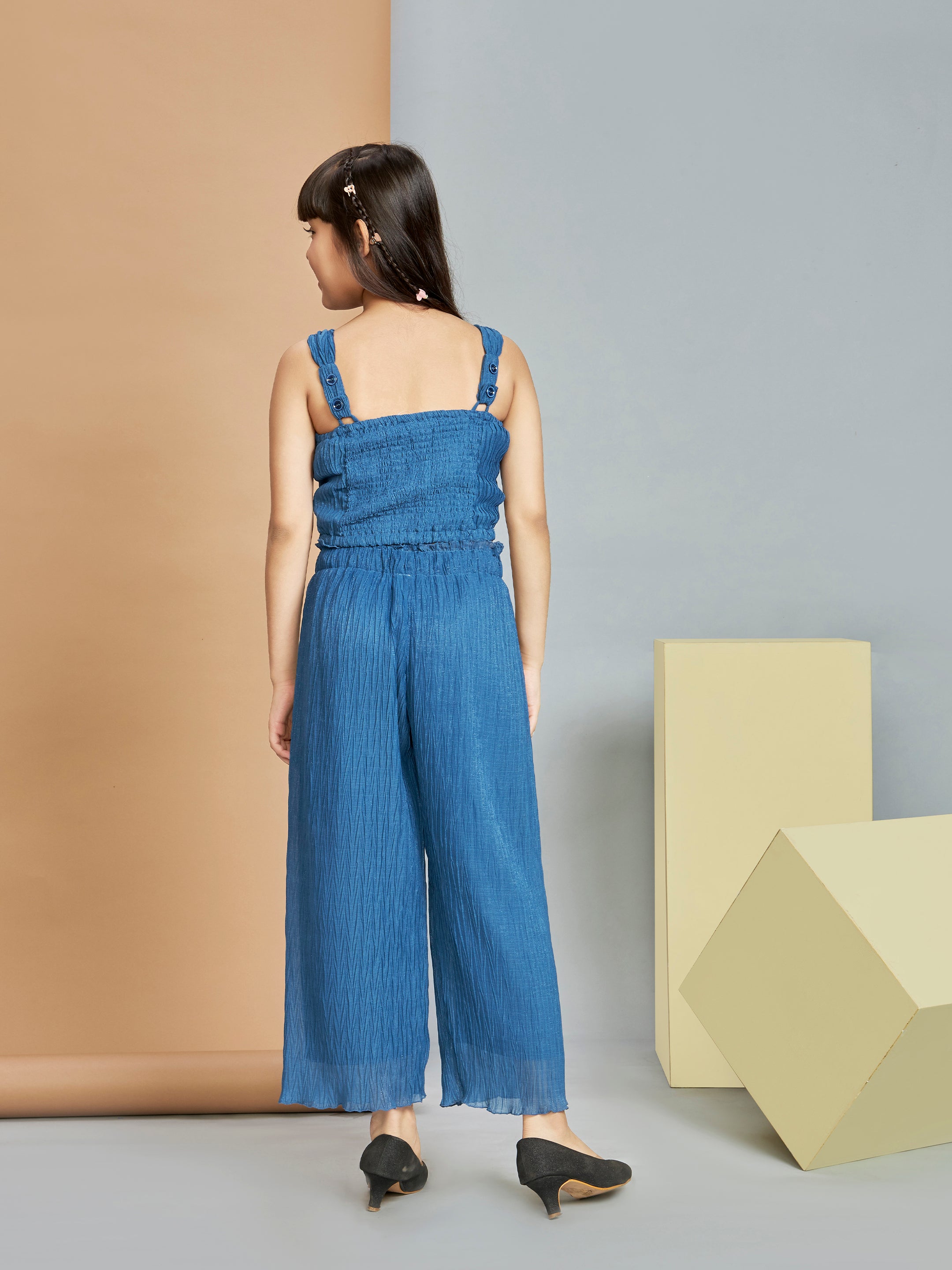 Girls Blue Party Wear Pant Set