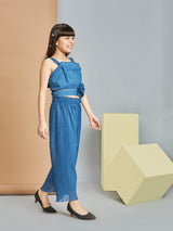 Girls Blue Party Wear Pant Set