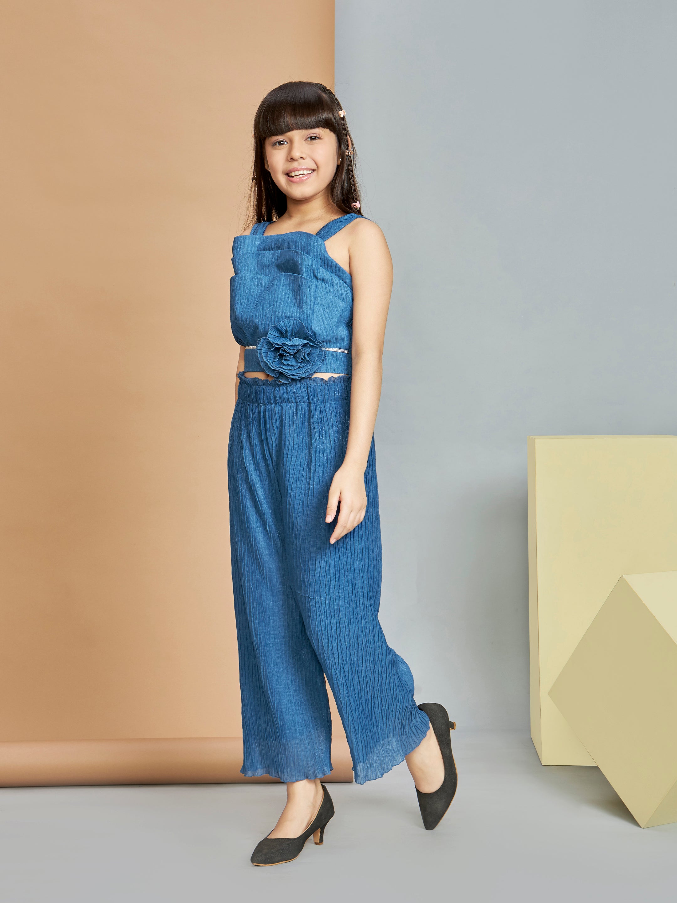 Girls Blue Party Wear Pant Set