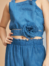 Girls Blue Party Wear Pant Set
