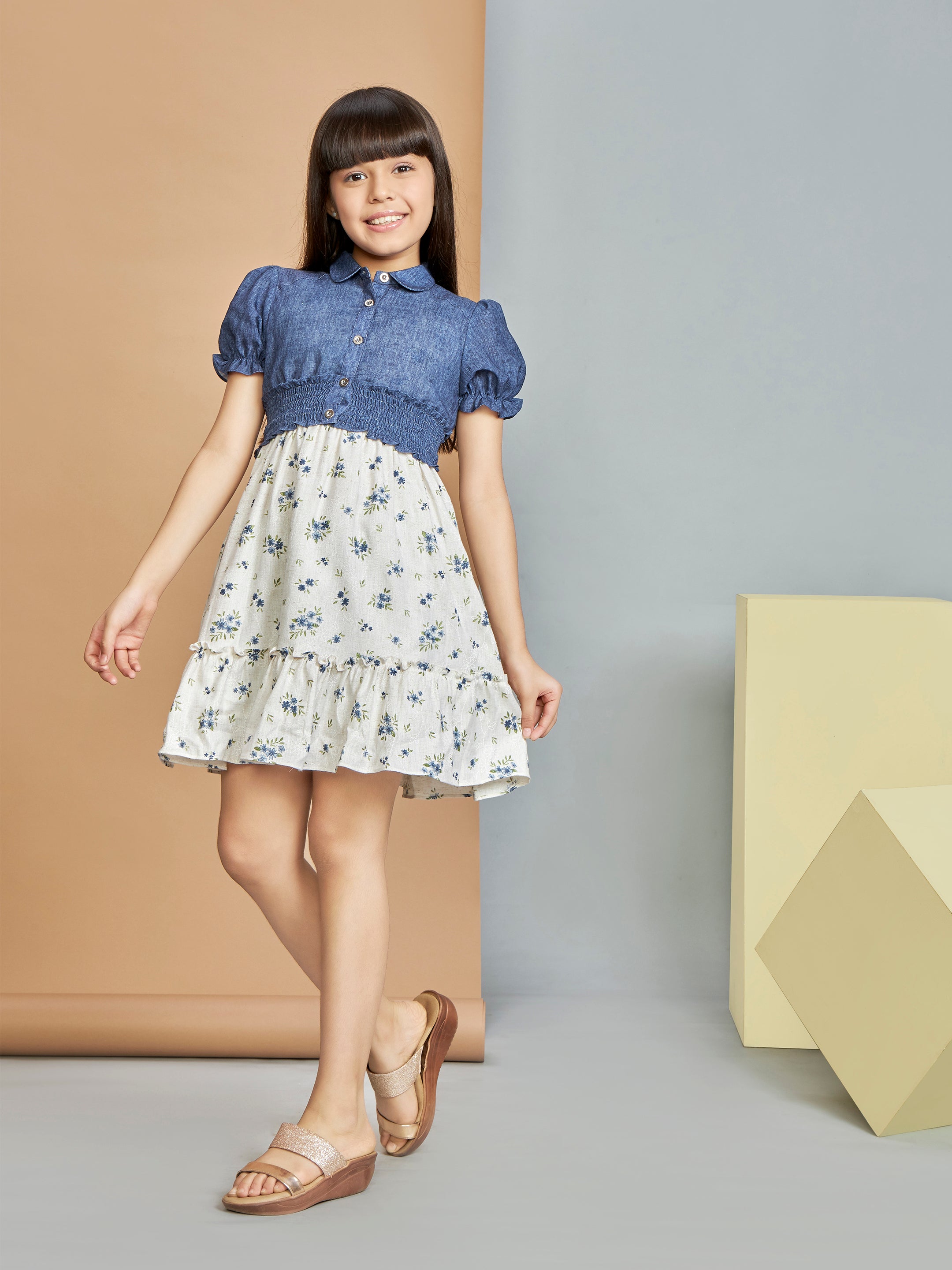 Girls Blue Party Dress Set