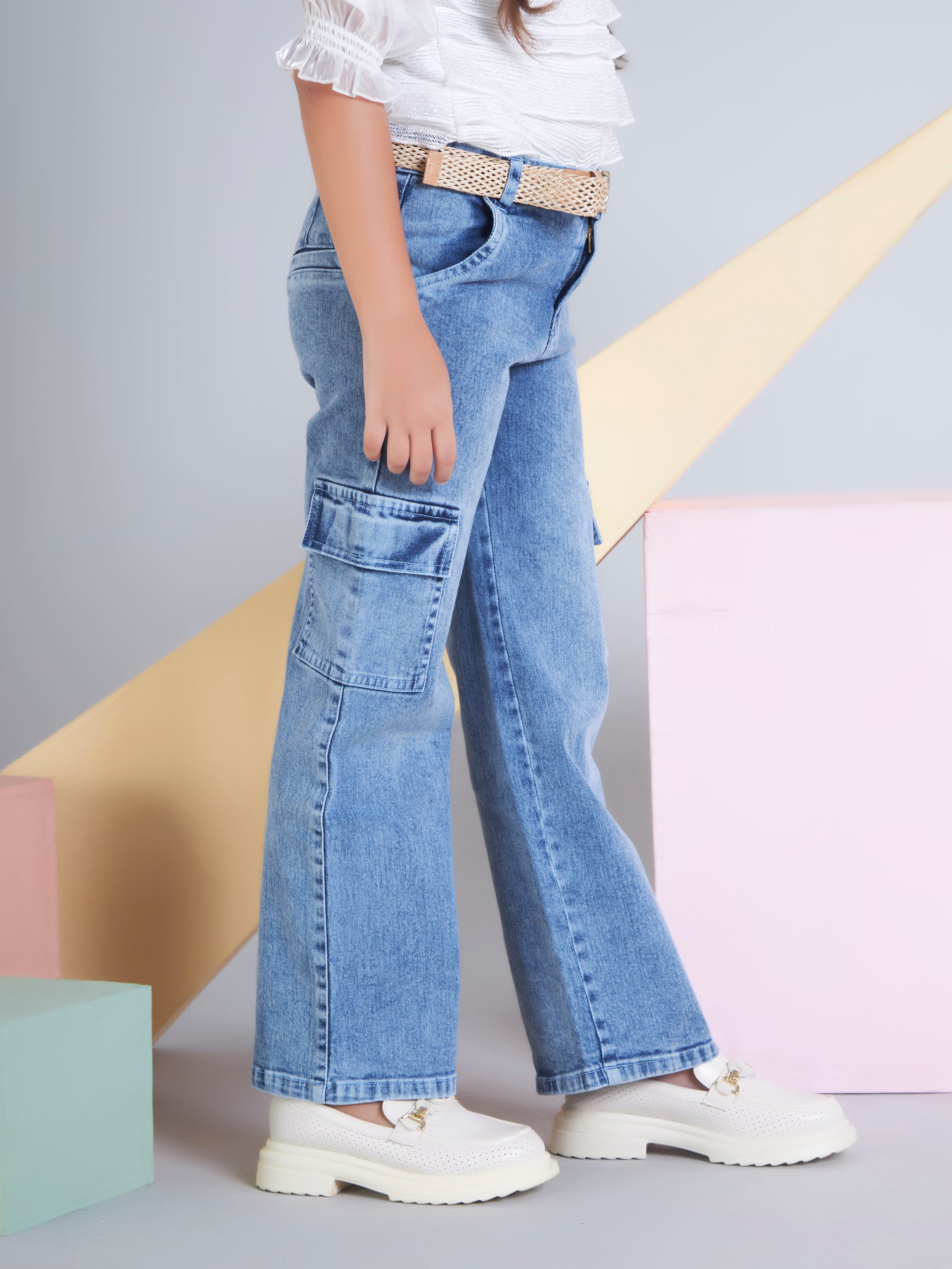 Girls Blue Casual Wear Pant