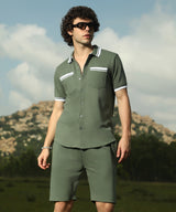 Men's Green Casual Half Sleeve Co-ords Set