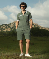 Men's Green Casual Half Sleeve Co-ords Set