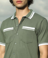 Men's Green Casual Half Sleeve Co-ords Set