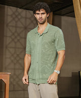 Men's Green Casual Solid Half Sleeve Shirt