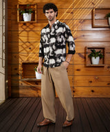 Men's Onyx Black Casual Full Sleeve Textured Brushwork Shirt