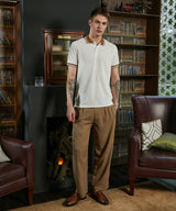 Men's Cream White Chainlink-Ribbed Polo Tshirt