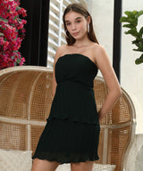 Women's Onyx Black Pleated Mini Dress