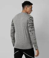 Men's Grey Printed Regular Fit Casual Tshirt