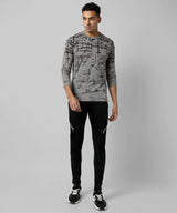 Men's Grey Printed Regular Fit Casual Tshirt