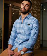 Men's Cotton Blue Checks Shirt